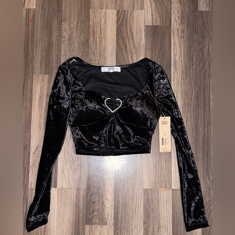 Cute Y2K Alt velvet crop top XS